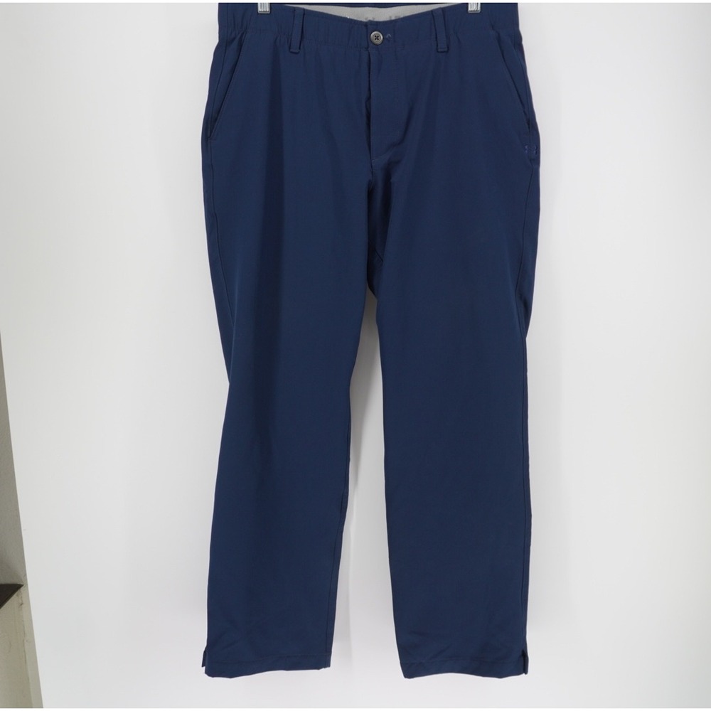 Under Armour Mens ColdGear Golf Pants Navy Blue Loose Fit 34/34 Flat Front